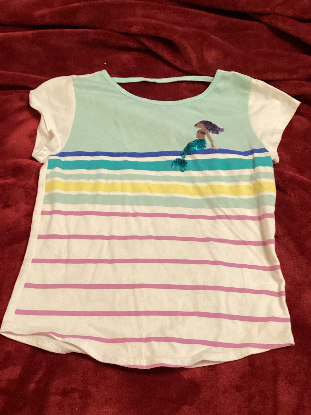 Garanimals Mint & White Striped Mermaid Sequin Tee